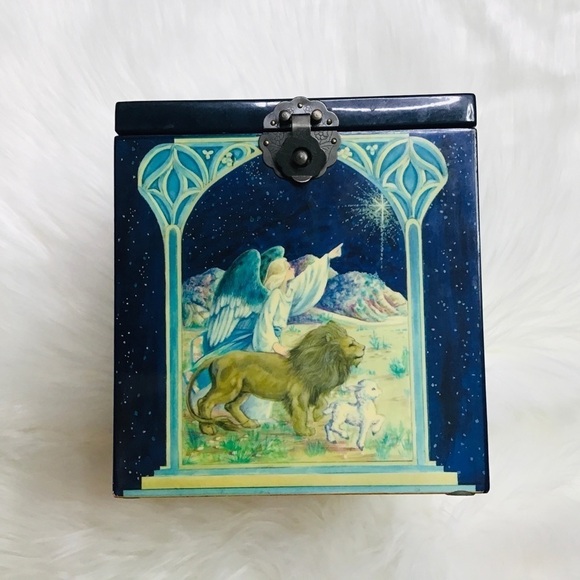 VTG Enesco Musical Jack In The Box Angel Adeste Fideles Come Let Us Adore Him - Picture 2 of 15